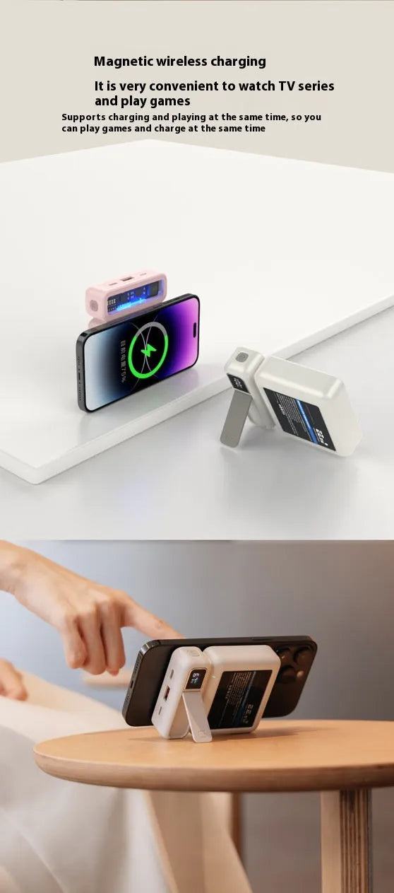 Retro grey 225W 10000mAh wireless magnetic power bank with plastic shell