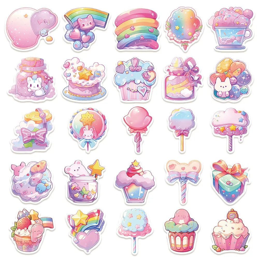 Fresh candy coloured waterproof stickers for hand account decoration measuring 4-7cm