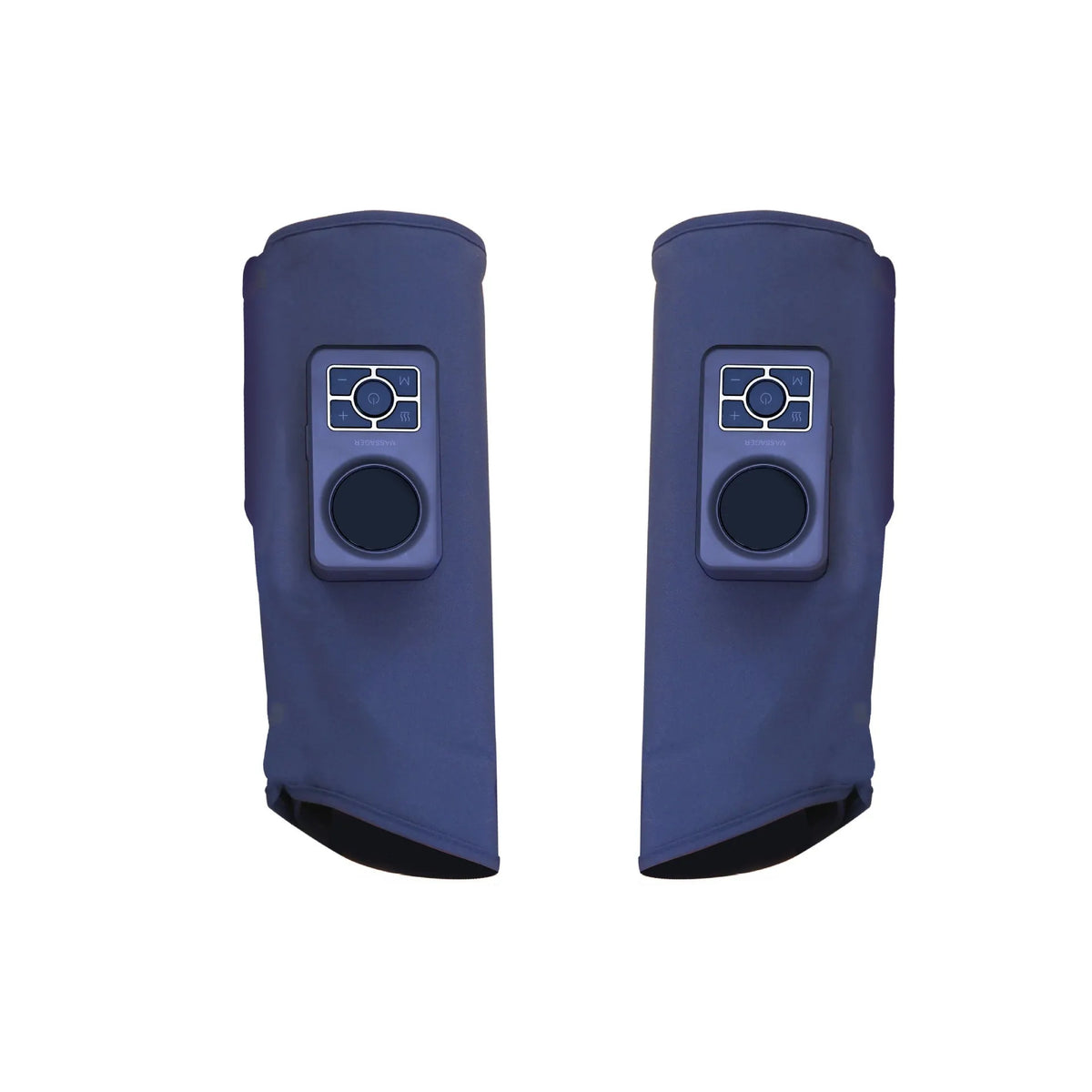 Calf airbag heating leg massager with SMS electric pulse and ultrasound vibration, showing two units