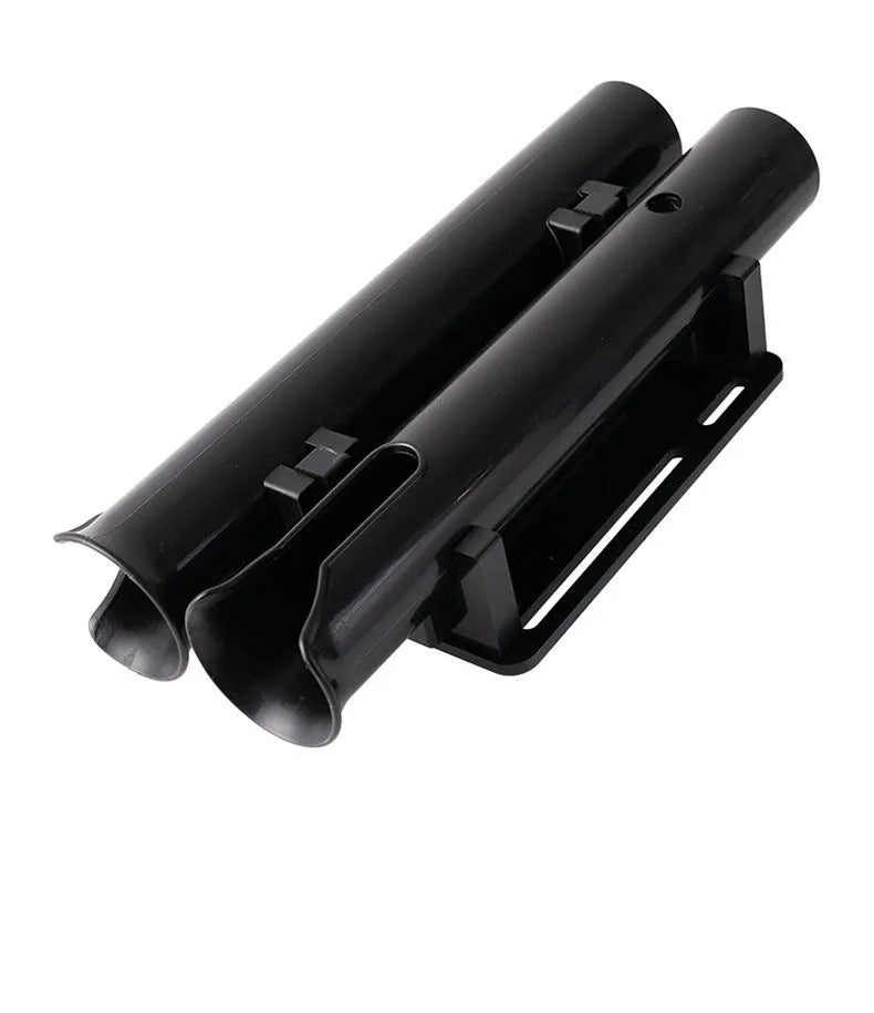Carbon motorcycle and bicycle fishing rod rack with plastic frame and clamp mechanism