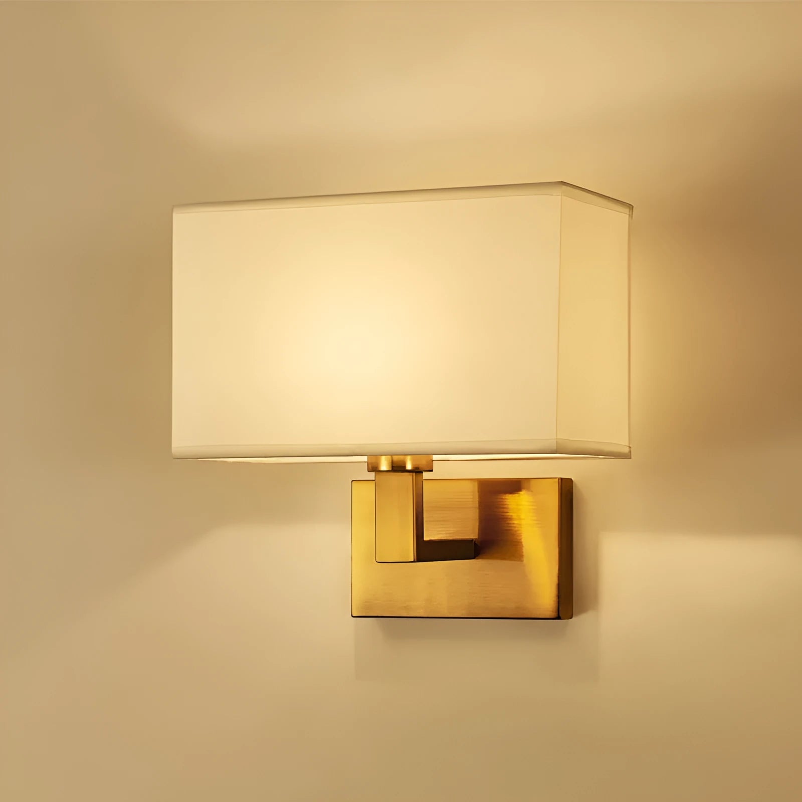 Modern simplicity fabric wall lamp with iron frame copper beige cloth cover for hotel study
