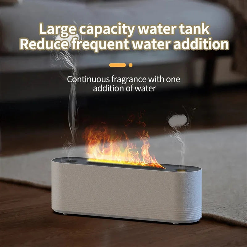 Black flame air humidifier and aroma diffuser with LED lights and water tank