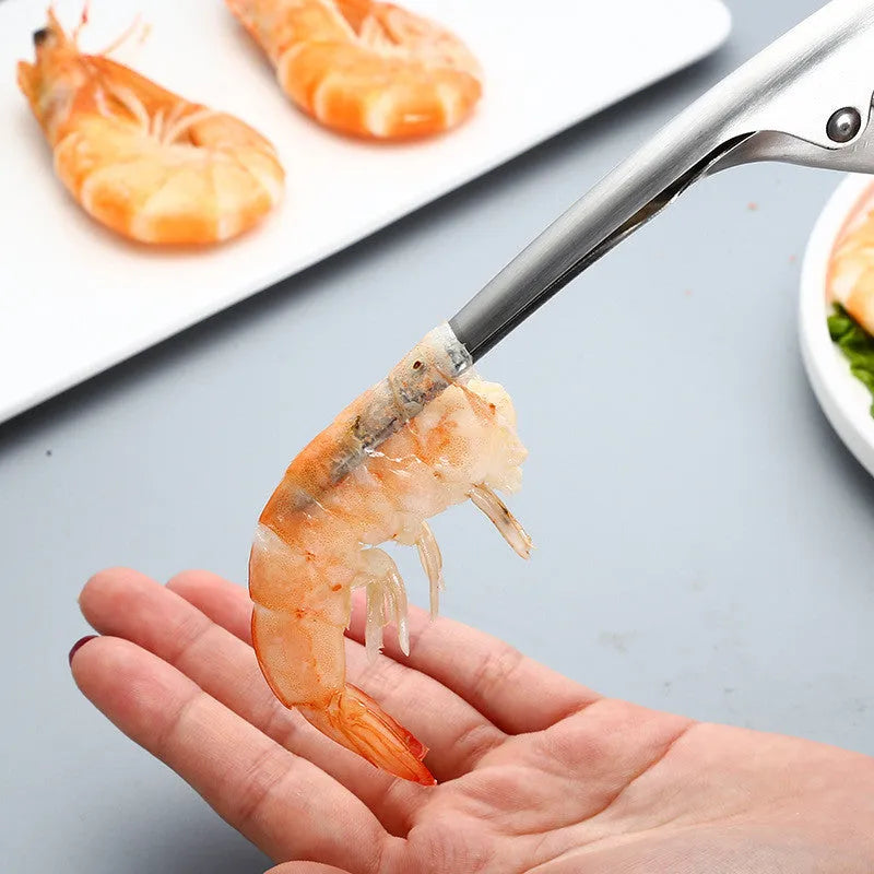 Stainless steel shrimp peeler 21 x 6.5cm with ergonomic handle and closed tip for peeling and deveining shrimp