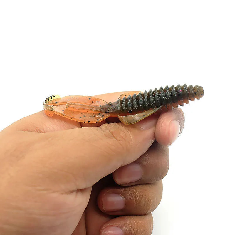 Soft plastic fishing lure in various colours showing 8cm and 12cm size options for freshwater and saltwater fishing