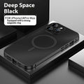 Magnetic metal frame phone case with frosted PC back and spring fastener, compatible with Apple iPhone 12 to 17.