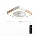 Modern ceiling fan with light 500mm wrought iron round LED shade remote control black