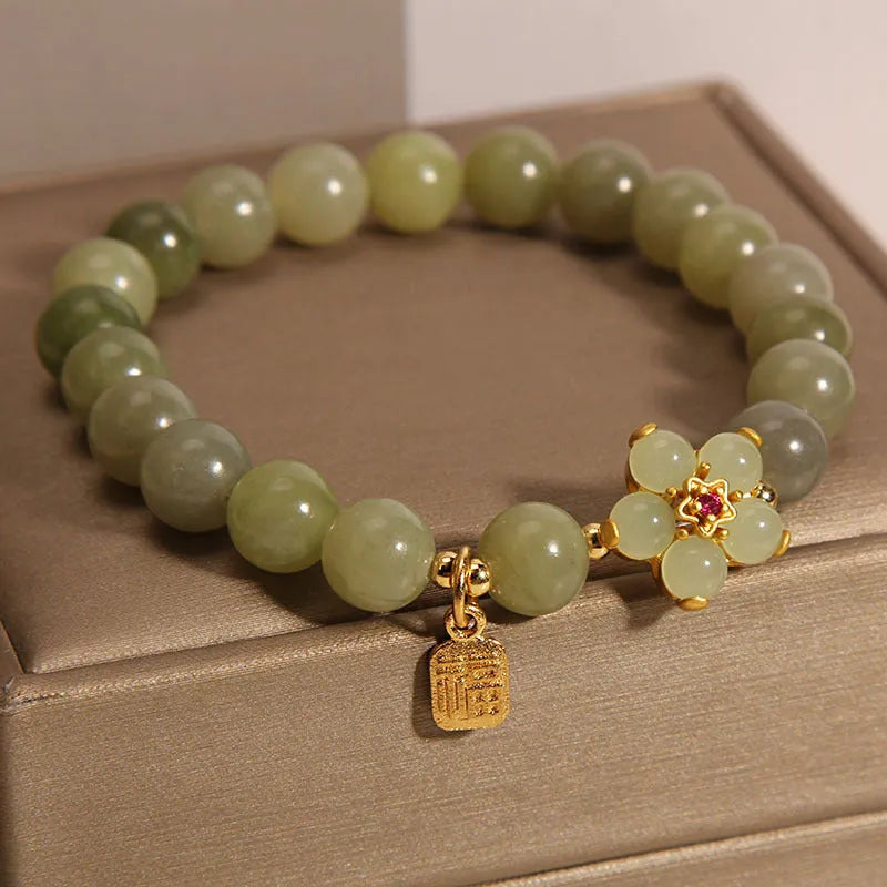 Women's casual bracelet in grey jade colour with alloy construction and adjustable fastening