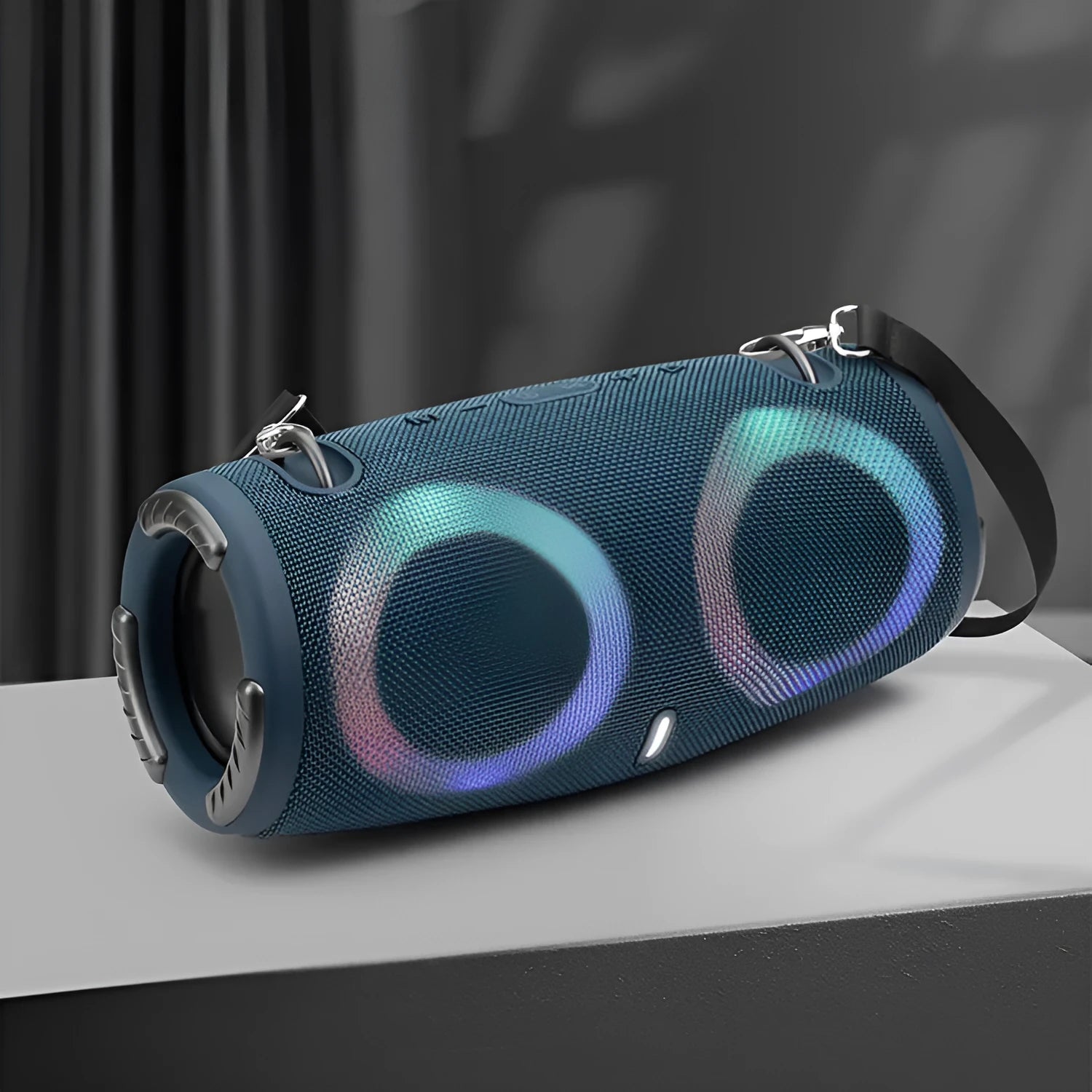 War Drum portable Bluetooth speaker with RGB coloured lights in multiple colour options.