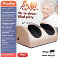 Automatic foot massager machine with remote control on a household floor.