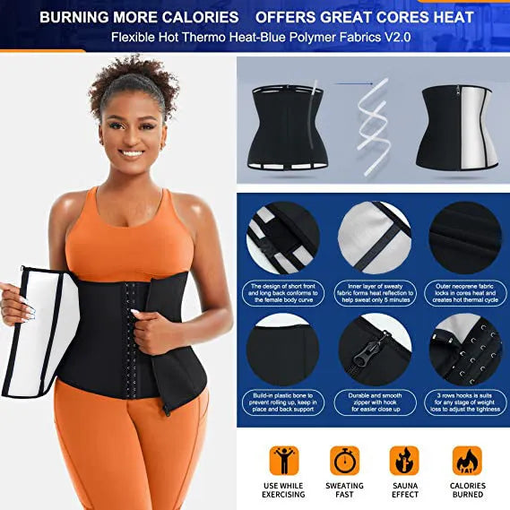 Blue neoprene adjustable belly band for sports and waist shaping in size L