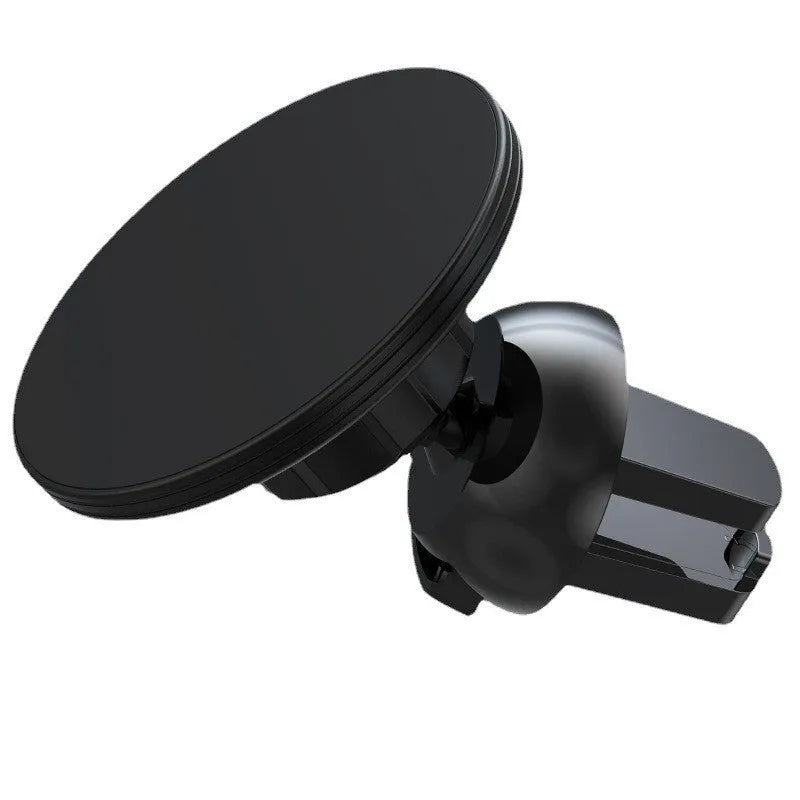 Black aluminium alloy magnetic suction car air outlet mobile phone holder mounted on dashboard