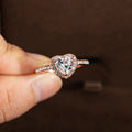 Heart-shaped women's wedding ring with crystal setting in rose gold or silvery electroplated finish