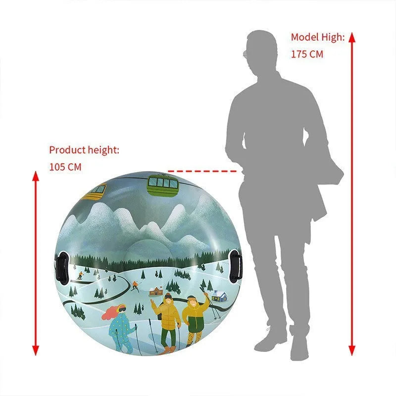 Children's PVC plastic ski ring toy with winter sport prints for outdoor pretend play.