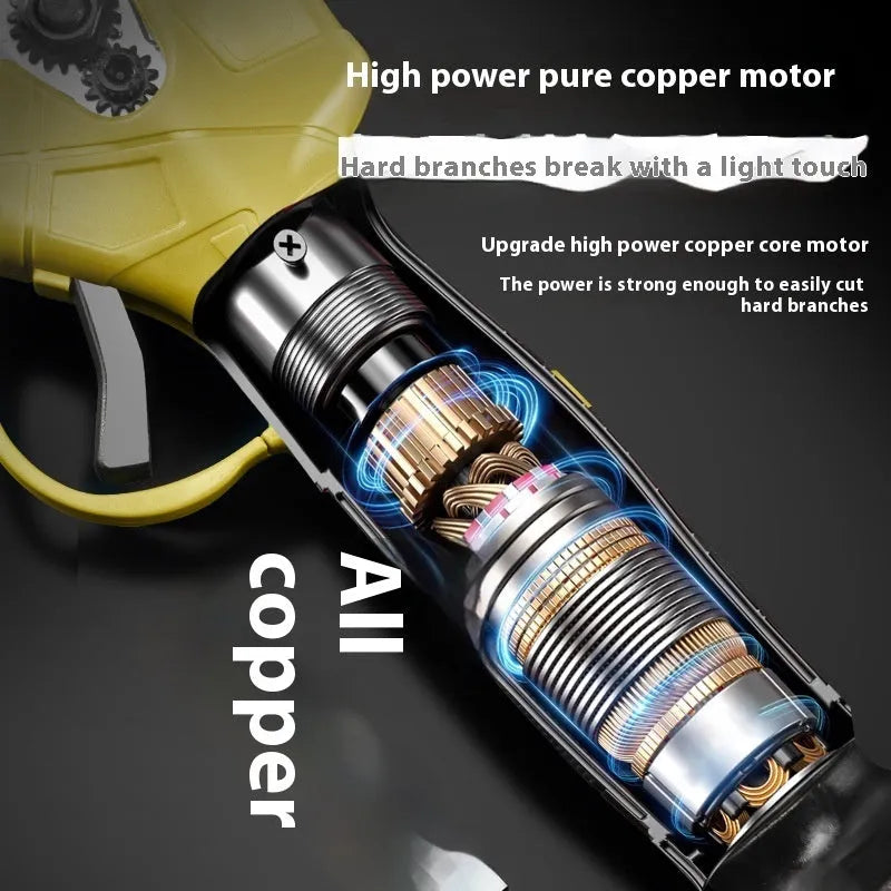 Electric pruning knife with lithium battery and brushless motor in plastic storage case