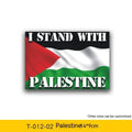 Palestinian flag car decal sticker on a vehicle rear window.