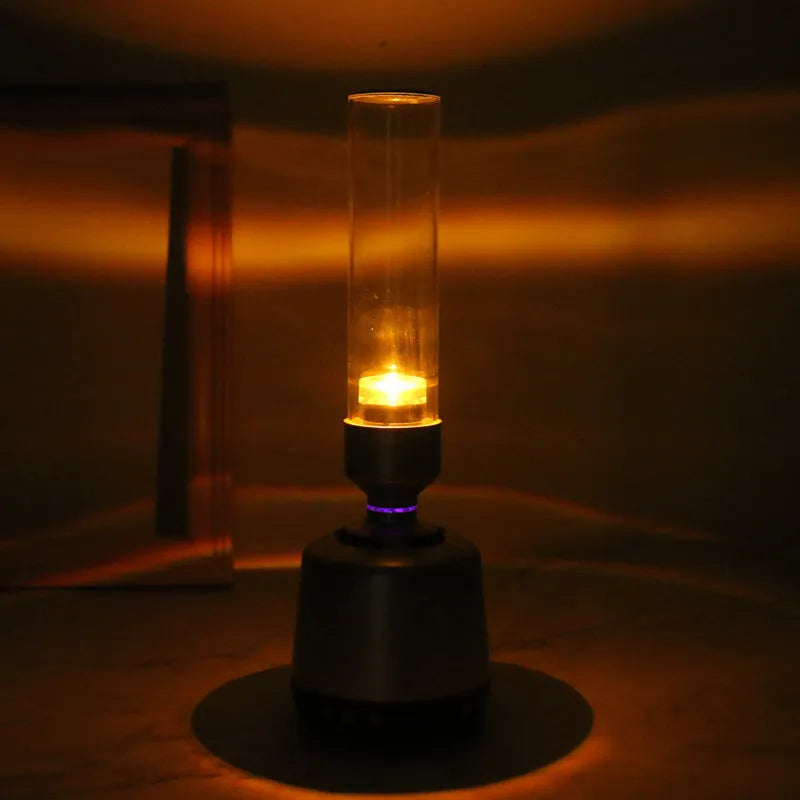 White silver Bluetooth speaker with integrated night light and atmospheric lighting functions