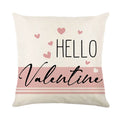 Red plaid and white heart print Valentine's Day pillow cover on a 45cm cushion.