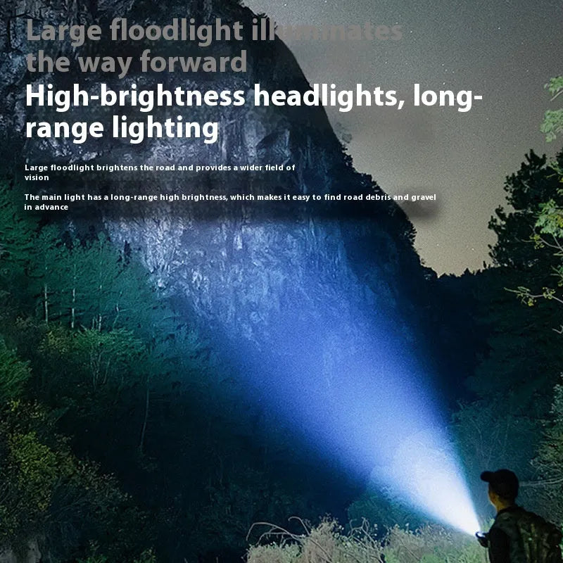 Aluminium alloy bicycle headlight with 2000LM output and USB Type-C charging port.