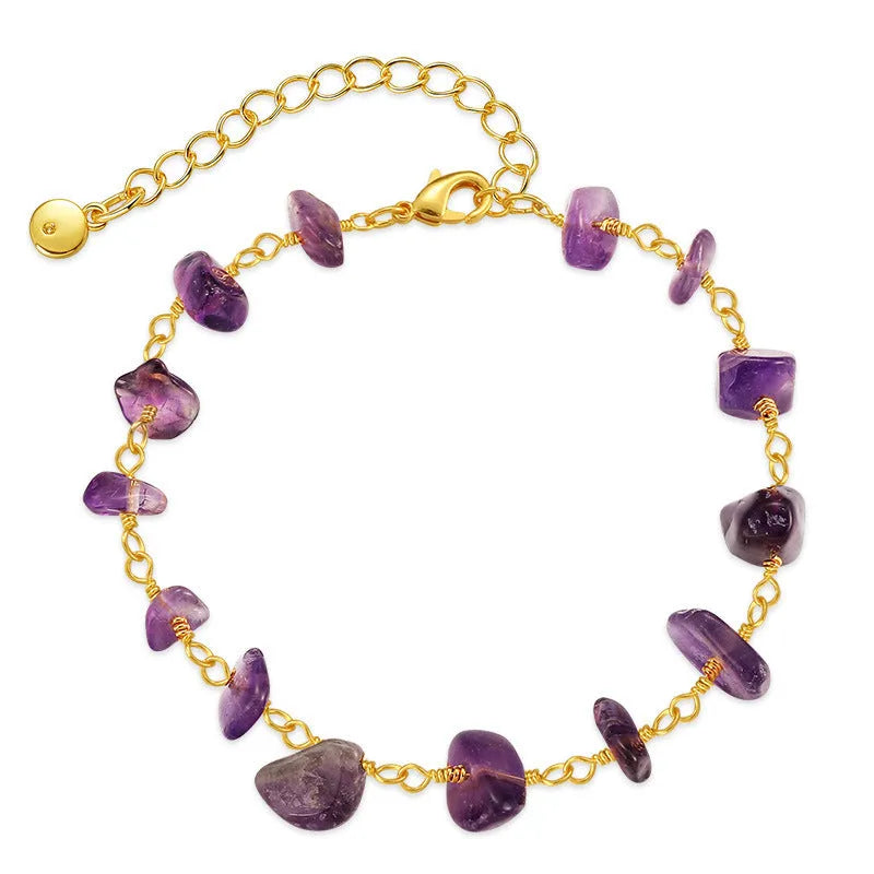 Irregular natural gravel turquoise bracelet in 18K copper geometric design with crystal embellishments