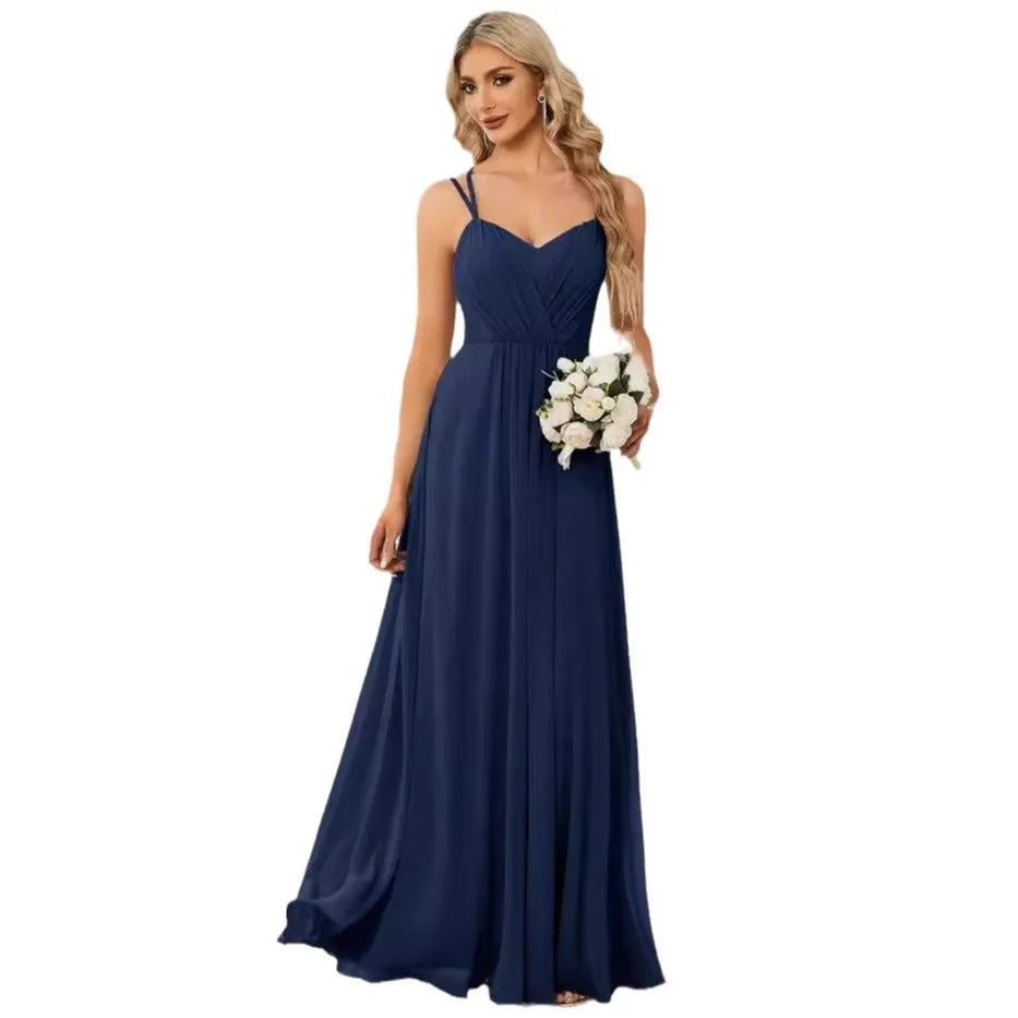 Women's sleeveless long A-line dress in polyester with pleated detailing, shown in light green colour