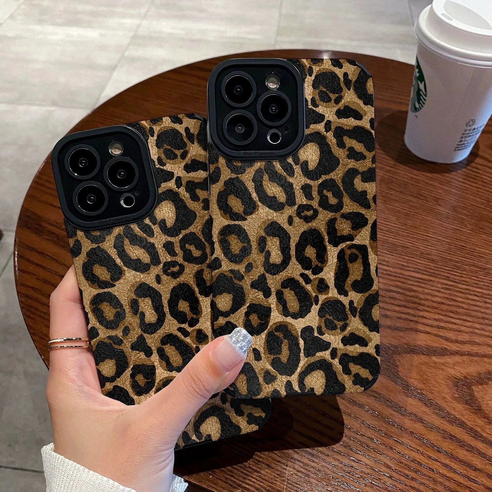 Gold leopard print all-inclusive phone case for Apple iPhone models, imitation leather, anti-fingerprint