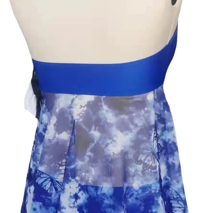 Blue women's bikini swimsuit with brief style on a mannequin