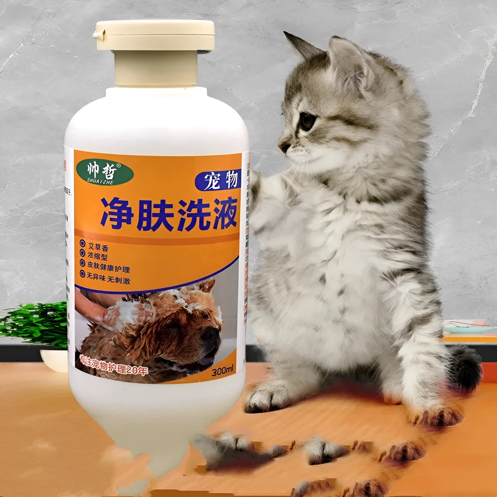 300 ml bottle of pet medicated body lotion cleansing wash for dogs and cats