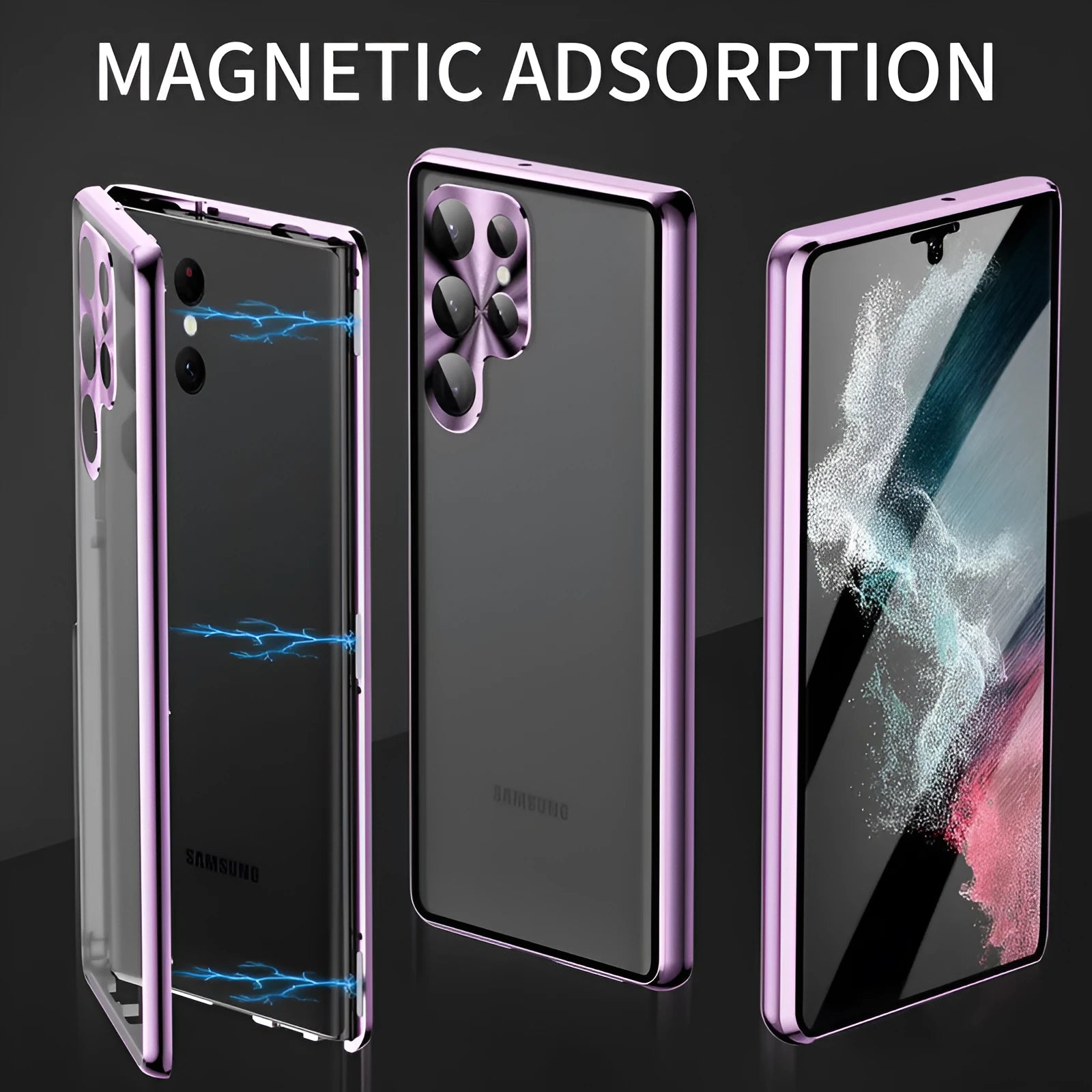 Samsung S24 Ultra magnetic phone case with integrated privacy mirror in multiple colour options
