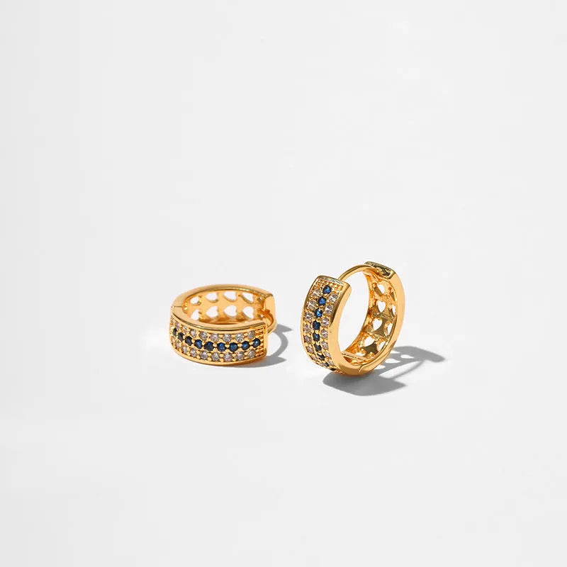 KE1268 round geometric women's earrings with copper construction and 18K gold electroplating