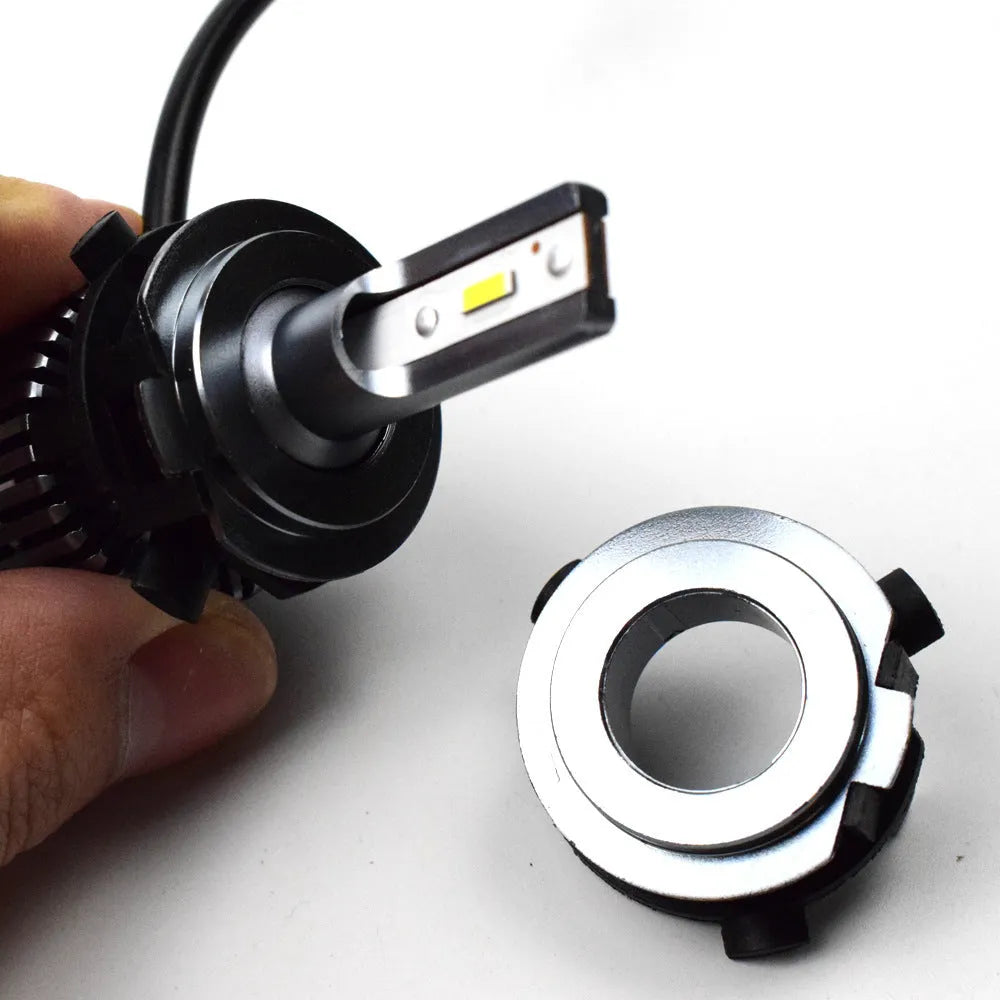 Black ABS plastic car LED headlight card holder measuring 3.8 by 3.7 by 1 centimetres.