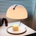 Bedroom bedside atmosphere lamp with metal holder and tan cloth shade