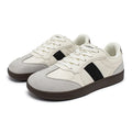 Wide toe retro German training shoes for men, fabric synthetic leather upper, low top, flat heel, rubber sole, available in multiple colours and sizes
