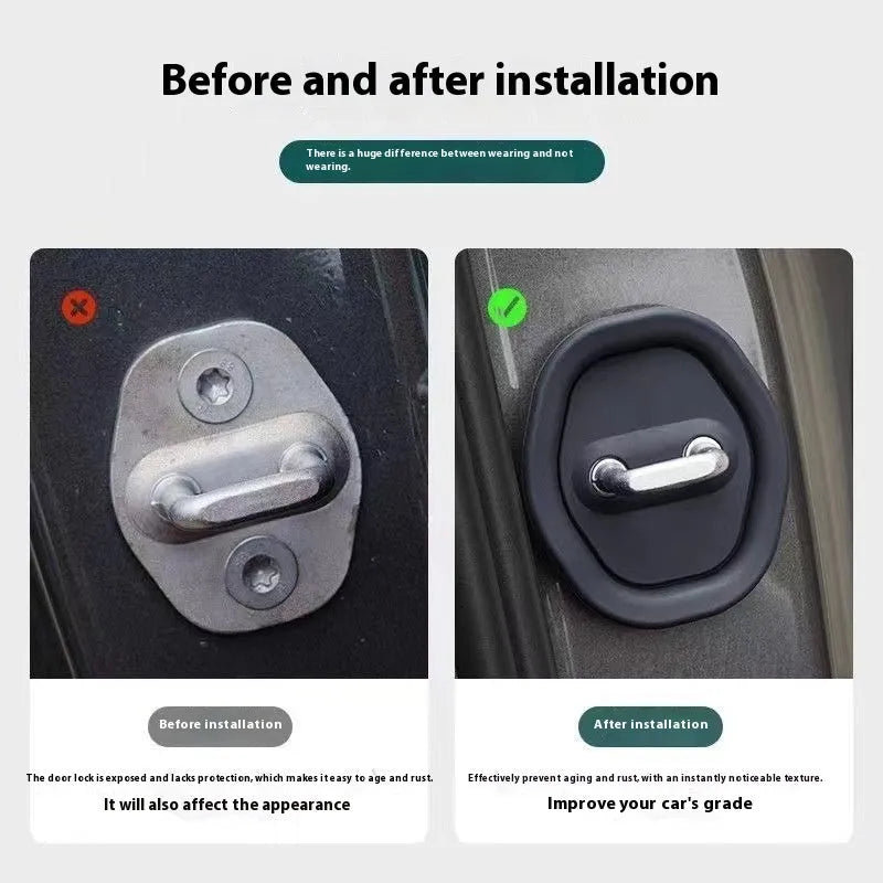 Silicone door lock protective sleeve 8.6x7cm black colour paste installation