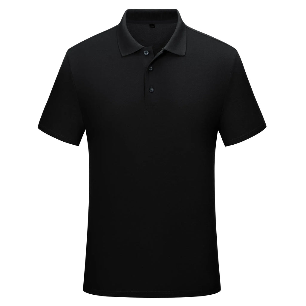 Solid colour cotton short sleeve polo shirt work uniform in multiple colours on a hanger