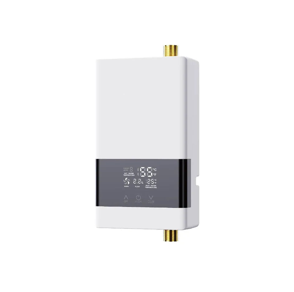 Instant water heater unit with LED touch screen display for kitchen and shower use