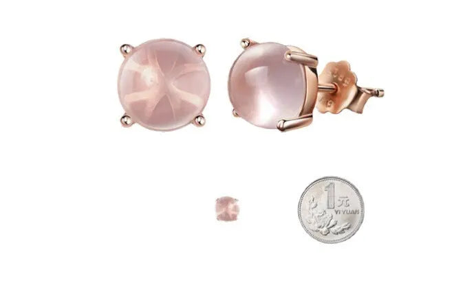 Women's Korean-style rose gold drop earrings with synthetic ross quartz crystal inlay