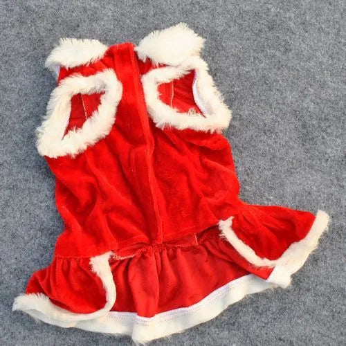 Red velvet pet skirt for female dogs and cats, sizes XS to L, casual style