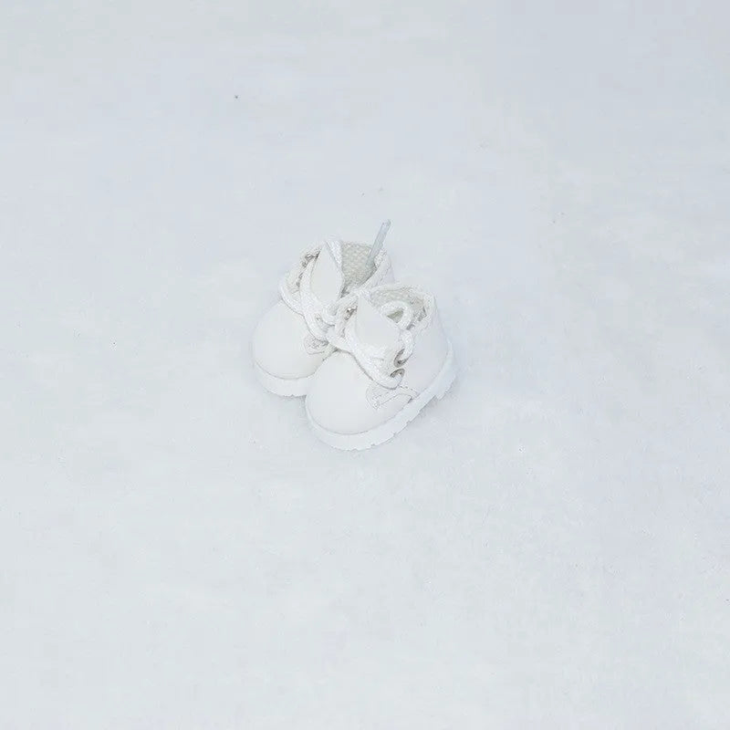 17cm doll replacement shoes in multiple colours including black boots, pink heels, and white leather shoes