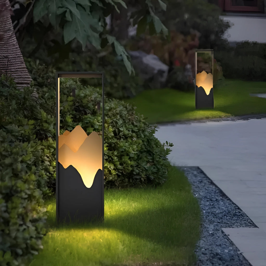Small stainless steel solar yard lamp with Chinese-style design for outdoor garden use