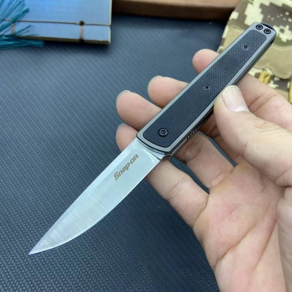 Handmade folding fruit knife with stainless steel blade in black, brown, or red colour options
