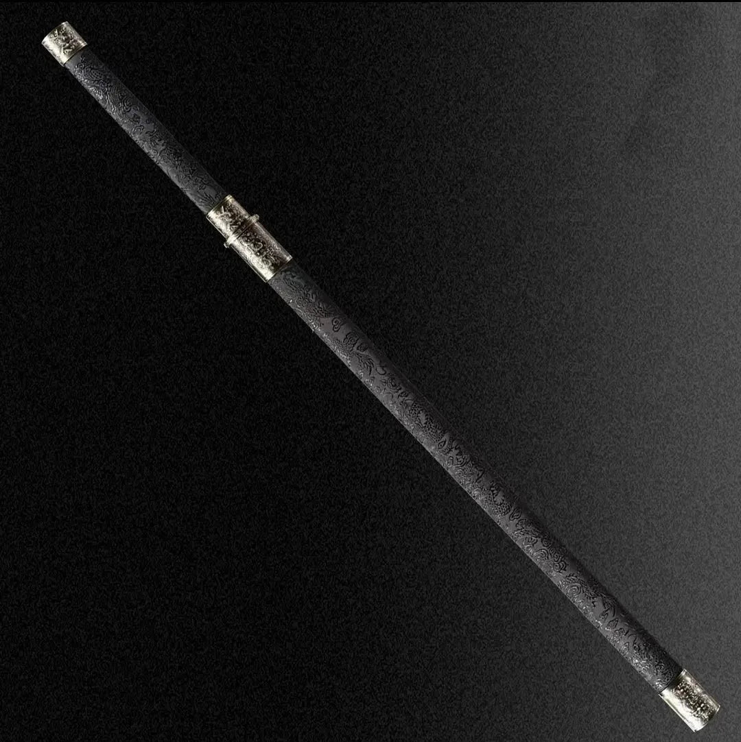 Taizong integral Tang Dynasty horizontal sword with 105cm 65 manganese steel blade and leather scabbard