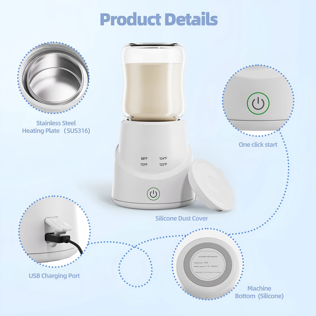 White wireless 220W milk modulator with polypropylene body and intelligent power storage