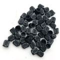 Black plastic tubeless valve with American mouth thread for GM models on white background