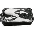 Black and white children's martial arts training shoes with soft bottom construction and widened design