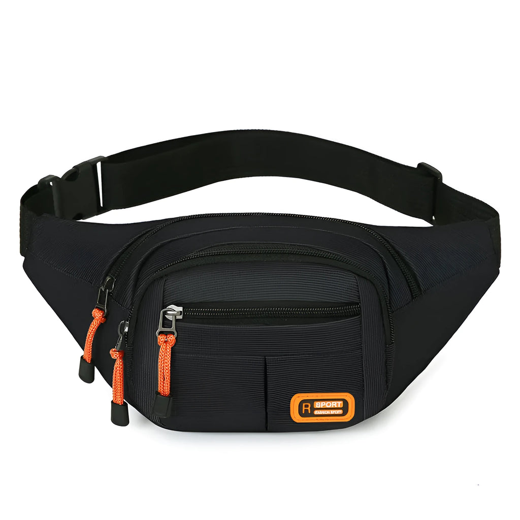 Large capacity waterproof slanted chest bag in nylon available in black, grey, blue, or green colours