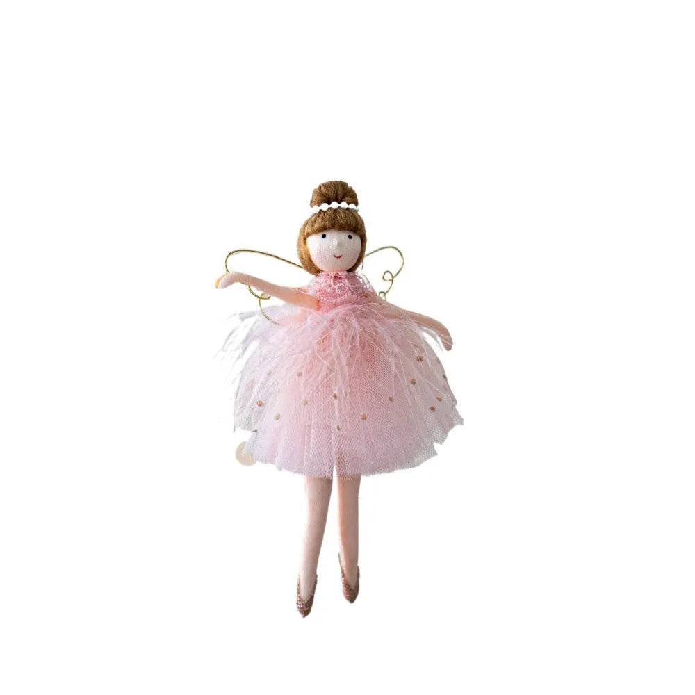 Pink and white cloth ballet girl angel doll plush toy pendant