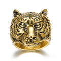 Retro tiger head stainless steel ring for women, steel colour, size No 10, fashion commuter style