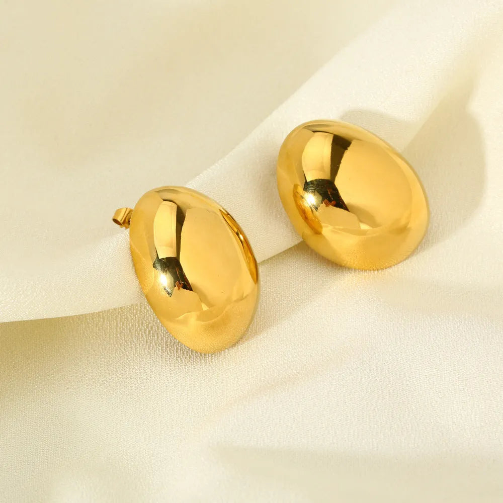 Geometric line earrings with stainless steel construction and electroplated 18K gold glazed surface