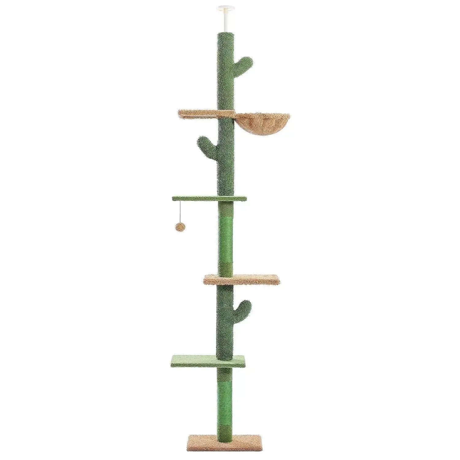Solid wood cat climbing frame with integrated scratch board and toy measuring TT 40x25x240-260cm
