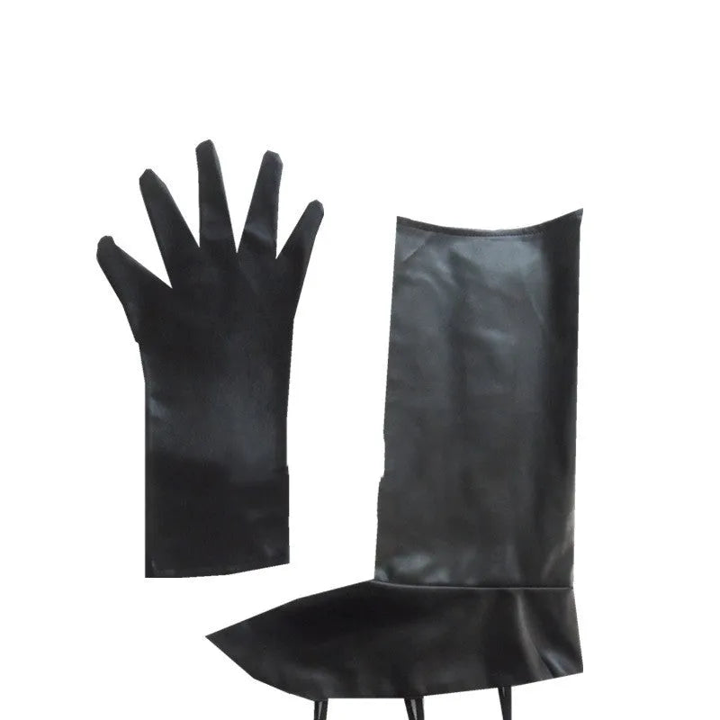 Men's black cotton and leather magic cosplay suit, Asian sizes S to 3XL, glovesless style